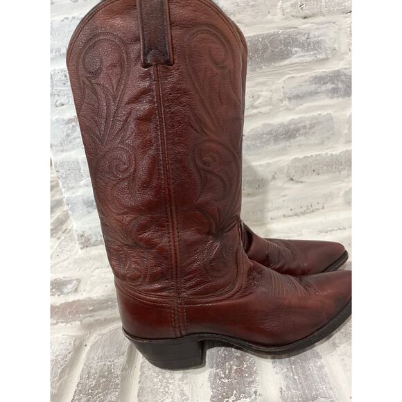 Dan Post Men Sz 8.5 Brown Black Cherry Leather Western Cowboy Riding Rodeo Boots main image 11